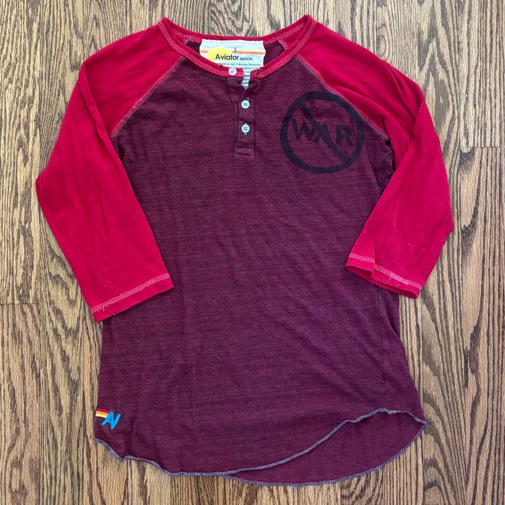 Aviator Nation Red 3/4 Sleeve Tee
